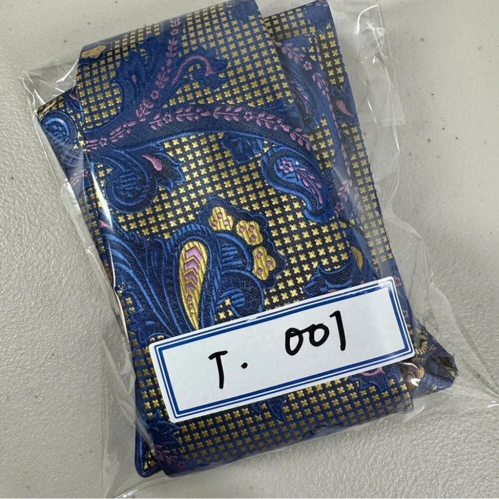 Imani Uomo Paisley Blue and Gold Men's Silk Tie Pattern Classic Designer Necktie